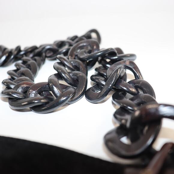 Vintage 2015 Gucci Black Suede Shoulder Bag w/ Wooden Chain Strapr - Picture 7 of 7